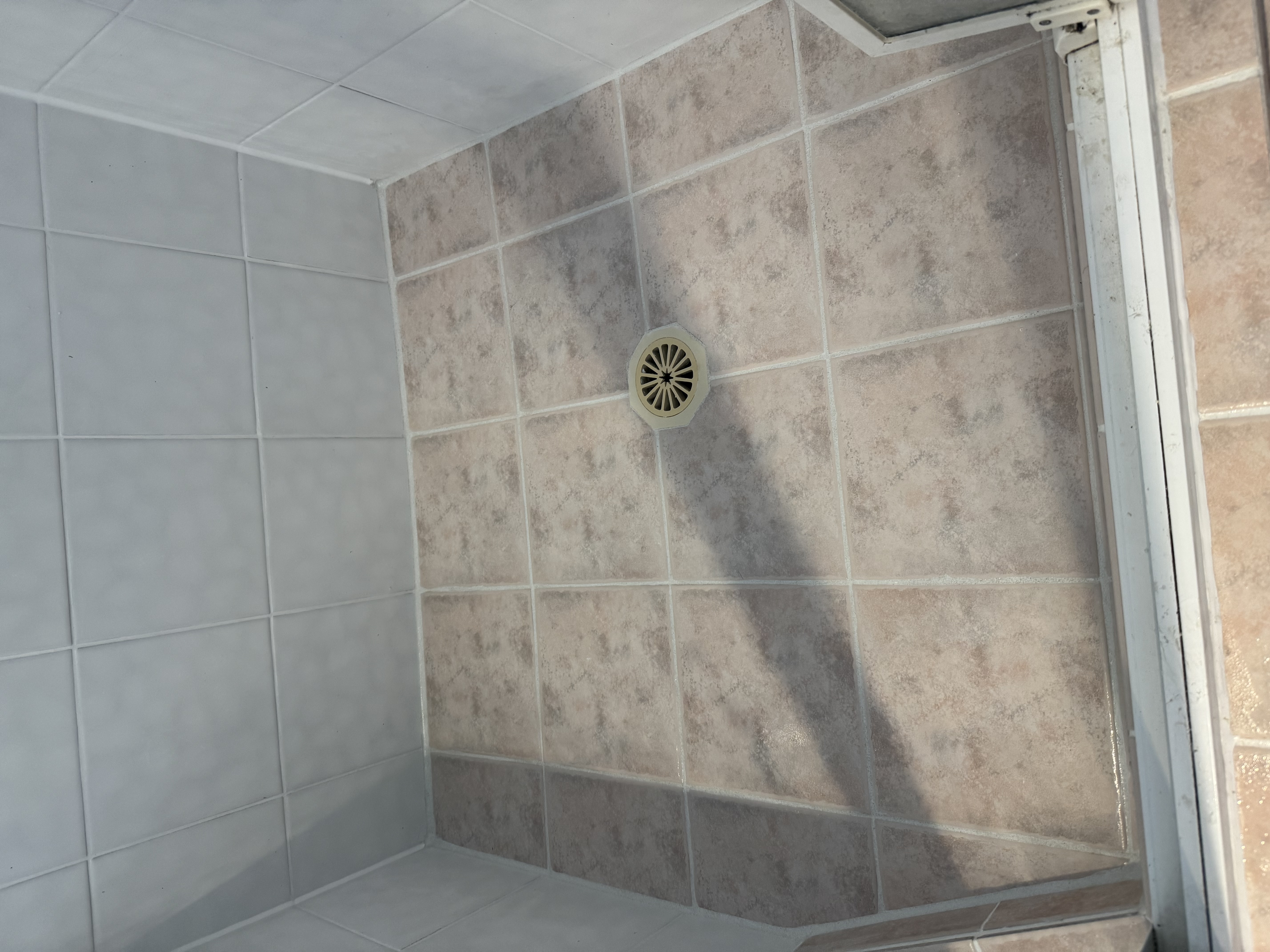 Shower tile regrouting result